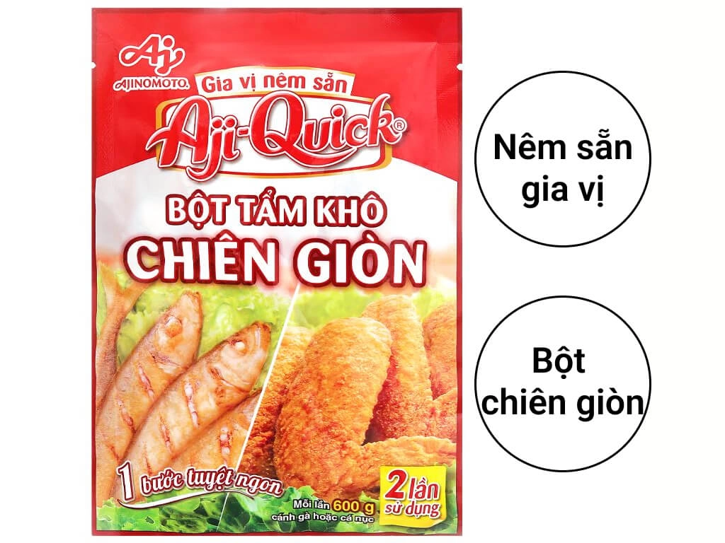 2 gói bột tẩm khô chiên giòn Aji-Quick 84g