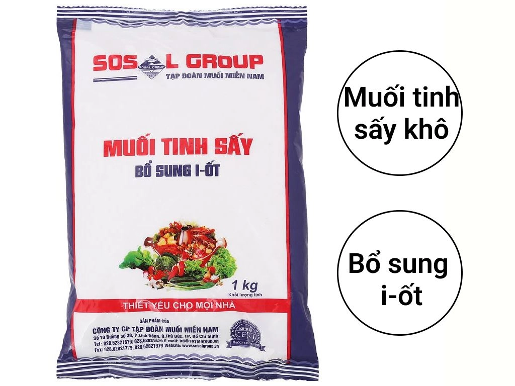 Muối sấy I-ốt Sosal Group gói 1kg