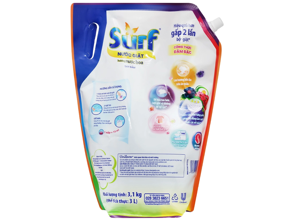 Nước giặt Surf hương nước hoa túi 3.1kg