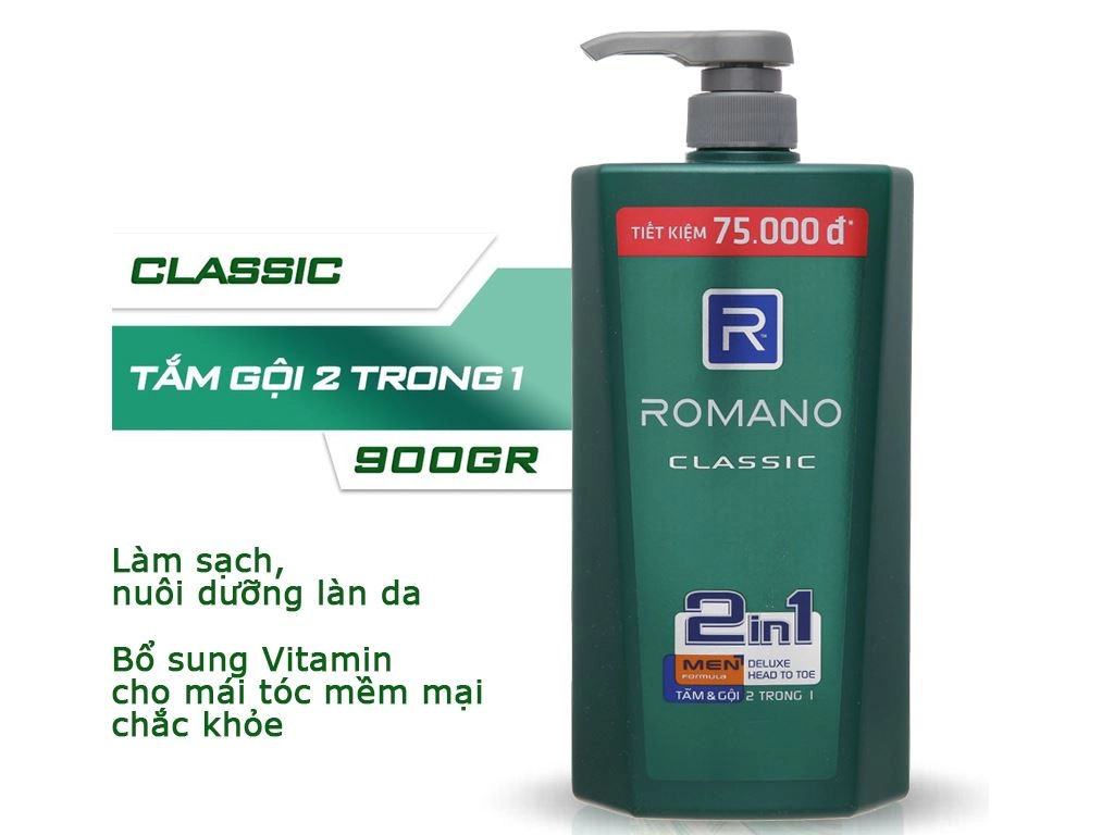 Tắm gội 2 in 1 Romano Classic 900g