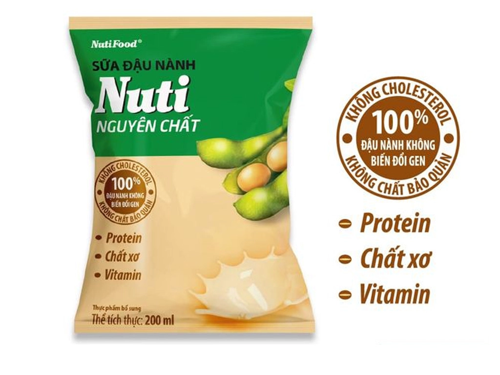Sữa đậu nành nguyên chất Nuti bịch 200ml