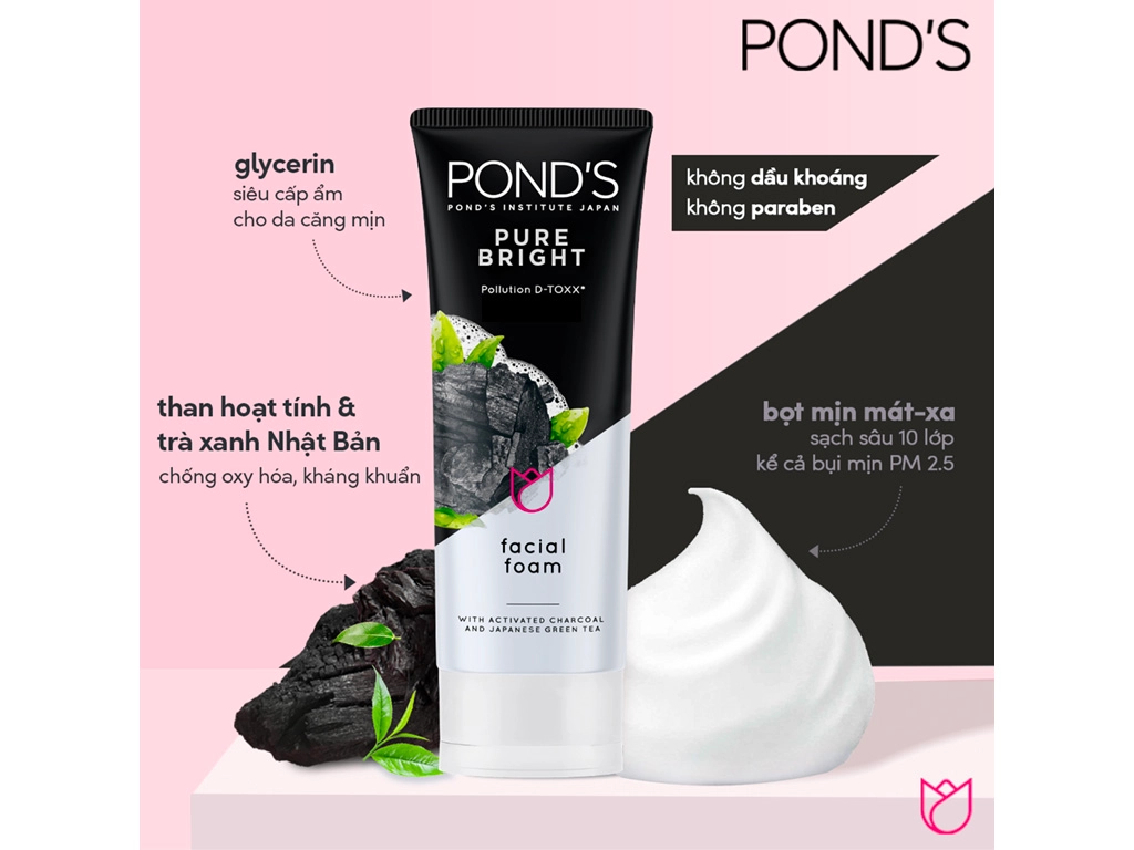 Sữa rửa mặt làm sạch sâu Ponds Pure White 50g