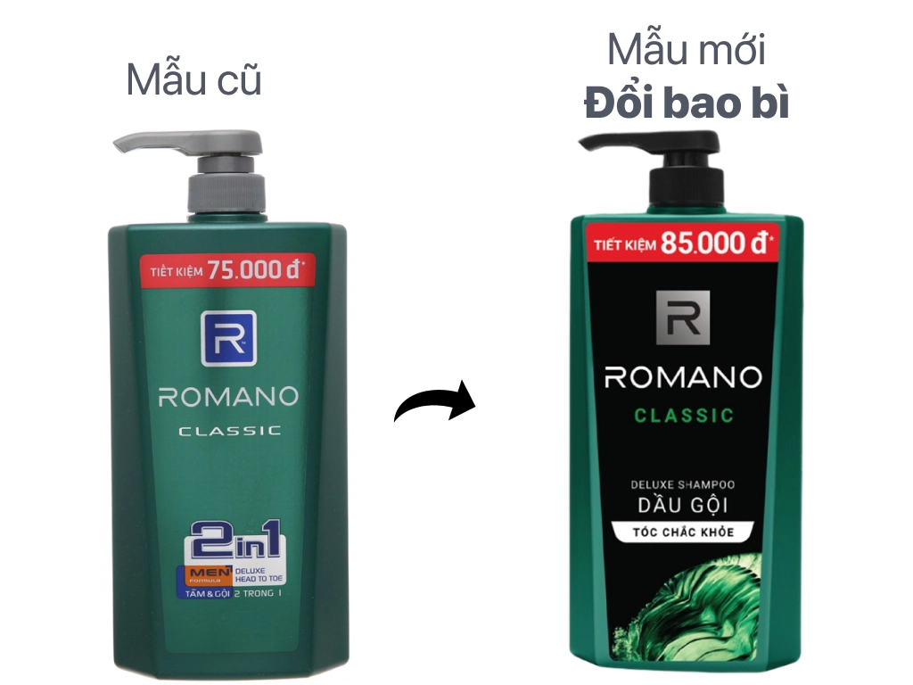 Tắm gội 2 in 1 Romano Classic 900g